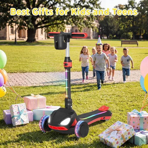 Vista 6 de SIMATE Electric Scooter for Kids Ages 3+, 3 Wheel Balance Scooter, 3 Adjustable Heights, Foldable & LED Display & Thumb Throttle, Long