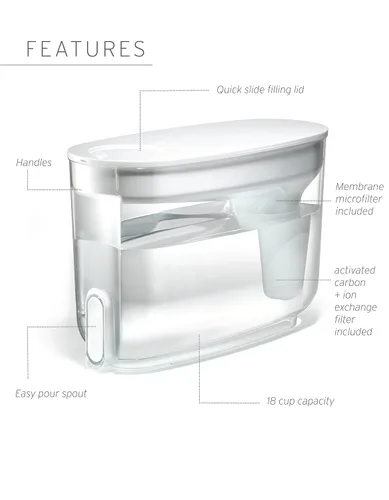 Vista 3 de LifeStraw Home - Dispensador de filtro de agua, 18 tazas, azul medianoche, sin BPA para protección contra contaminantes del agua del grifo
