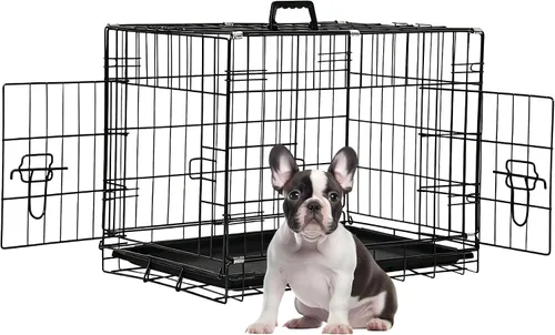Vista 35 de [Usado] FDW Jaula para perros pequeños de 24 pulgadas plegable de metal con alambre para mascotas, doble puerta con panel divisor para interiores