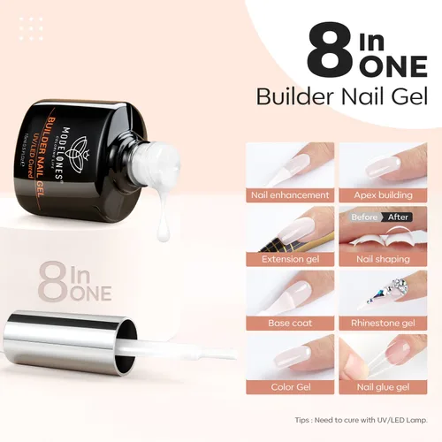 Vista 2 de Modelones Builder Gel de uñas, color blanco lechoso para engrosamiento de B-Blanco lechoso-1