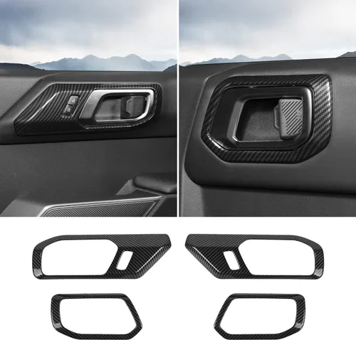 Vista 5 de RAZPOY Accesorios para Ford Bronco 2021 2022 Cubierta de manija de puerta interior Marco Adhesivo protector Decoración interior (negro)
