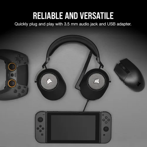 Vista 6 de Auriculares con cable para juegos multiplataforma Corsair HS65 Surround – Dolby Atmos – SonarWorks SoundID – Compatible con iCUE – PC, Mac, PS5