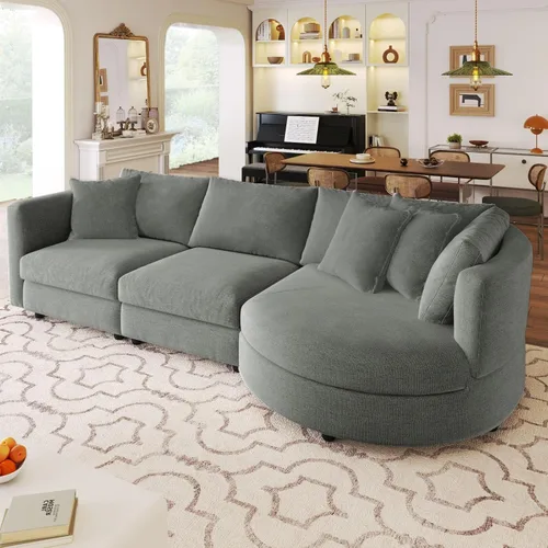 Vista 13 de KEVINSPACE Sofá modular modular de 4 asientos de 100.4 pulgadas con tumbona reversible en forma de L, sofá modular modular para sala de estar 100.4