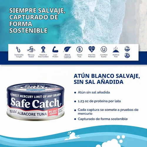 Vista 2 de Safe Catch Wild Albacore Atún. latas de 5 onzas