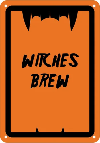 Vista 14 de Letrero de aluminio reflectante de Halloween "Witches Brew" 7" x 10" (HW-1364-RA)