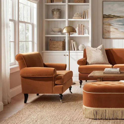 Vista 2 de Jennifer Taylor Home Alana Lawson - Silla decorativa grande y cómoda para sala de estar Naranja quemado