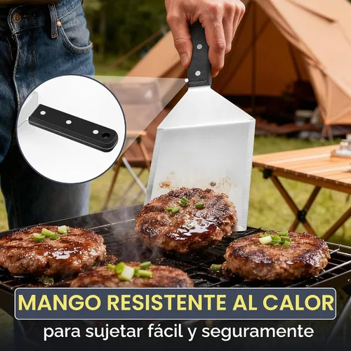 Vista 4 de HaSteeL Juego de espátulas de metal, herramientas de espátula grande para Mango ABS