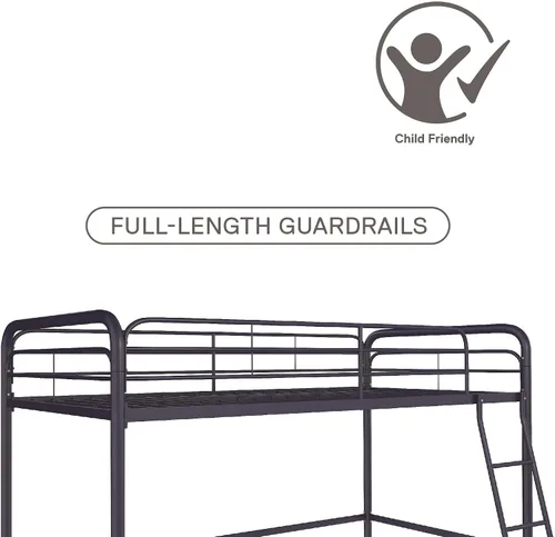 Vista 5 de DHP Jett Junior - Cama tipo loft de metal, tamaño individual, color azul marino