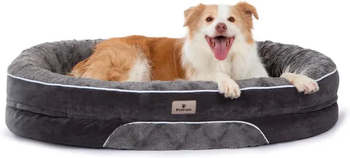 Vista 18 de Cama Sofá Ortopédica para Perros de Tamaño Grande con Soporte de Espuma de Huevo, Cojines Reforzados de Cuatro Lados, Tela Suave Resistente al