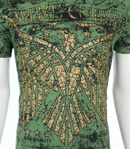 Vista 5 de Xtreme Couture by Affliction Camiseta para hombre Connect Eagle Wings Verde