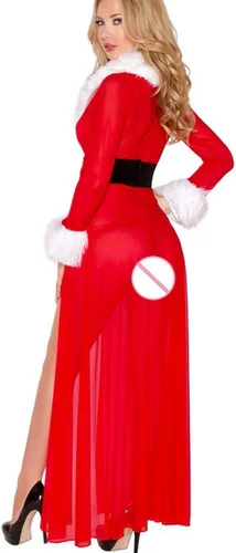Vista 7 de Deals Today - Cárdigan de lencería sexy de manga larga para mujer diseño de festival de Navidad talla grande para mujer rojo S