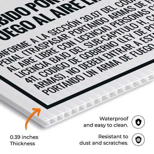 Vista 4 de Concealed Carry Prohibited Texas Penal Code Bilingual Sidewalk Sign Kit, (SI-74332) 18x24 Inches, Replacement Panels (2 Pack) 160 Mil Thick