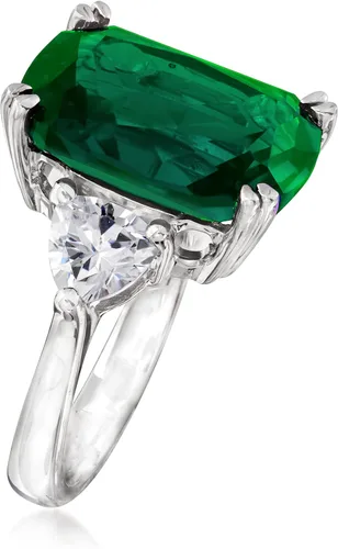Vista 3 de Ross-Simons 12.70 Carat Simulated Emerald and 1.70 ct. t.w. CZ Ring in Sterling Silver