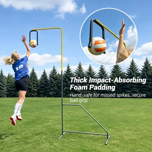 Vista 11 de Entrenador de púas de voleibol, altura ajustable, equipo de práctica individual para ajustar, pinchar, golpear, servir, recarga fácil de bola, base