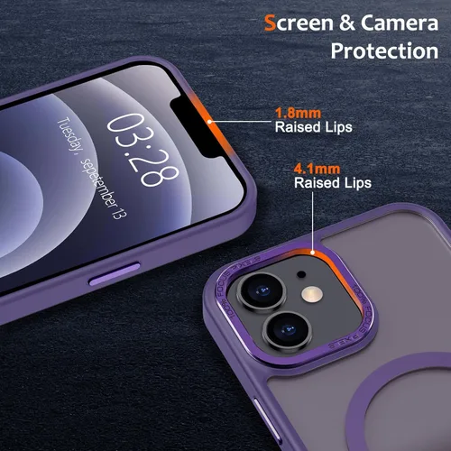 Vista 1134 de Anuck - Funda magnética para iPhone 11 compatible con MagSafe, carcasa trasera mate translúcida dura, borde de TPU, delgada, resistente a impactos