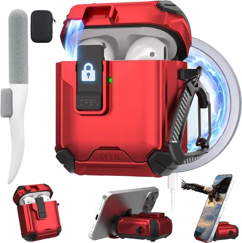 Vista 37 de Maxjoy Funda protectora para AirPods 4 2024, funda protectora para AirPods de 4ª generación con bloqueo automático, compatible con MagSafe, Verde