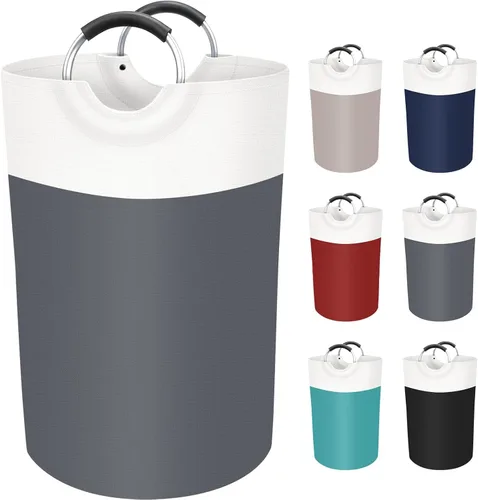 Vista 24 de BlissTotes - Canasta de lavandería de 75 litros, cesta de ropa independiente, cesta de ropa sucia plegable, tela impermeable con asas de aluminio