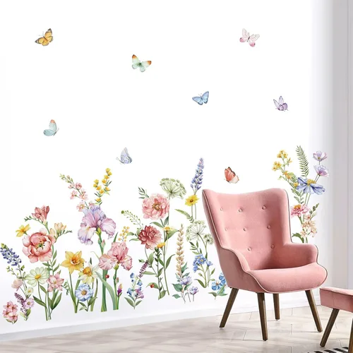 Vista 3 de Decalmile - Calcomanías de pared con diseño de flores silvestres