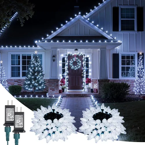 Vista 11 de Minetom Luces de Navidad C9 para exteriores, 88 pies, 110 luces LED con 8 modos de iluminación, impermeable, conectable, certificado UL