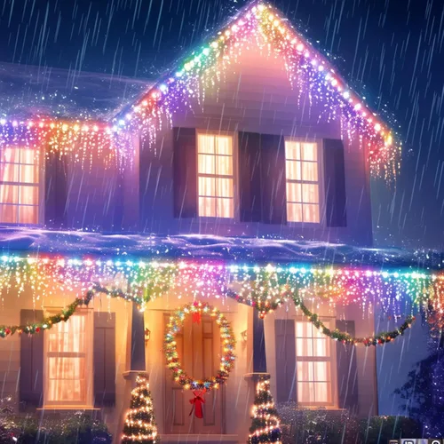 Vista 4 de Luces de Cadena Solares Luces de Navidad Solares 200 LED 72 Pies 8 Modos Luces de Cadena para Exteriores Impermeables para Jardín Fiesta Patio Hogar
