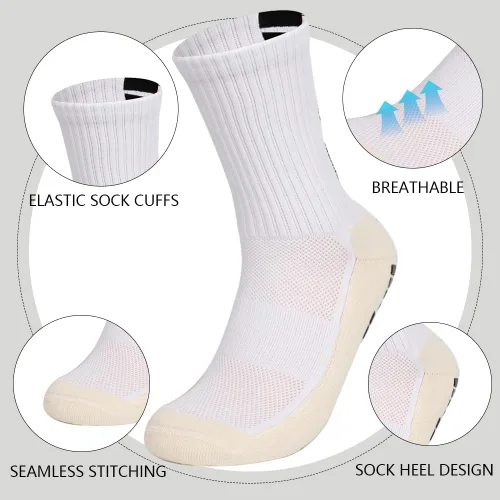 Vista 3 de Airsnigi Paquete de 9 calcetines de agarre para hombre, calcetines atléticos antideslizantes para fútbol y baloncesto con almohadillas de agarre