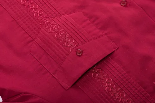 Vista 3 de MAXJON Camisas de manga larga Guayabera para hombre, camisas cubanas