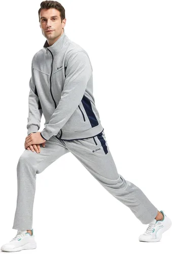 Vista 6 de TBMPOY Conjunto deportivo para hombre, 2 piezas, casual, atlético, para correr, calentar, con cremallera completa