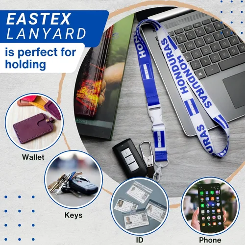 Vista 3 de Honduras Lanyard, Honduran Keychain Carabiner with Key Ring for Keys Fob Honduras Flag Lanyard with Detachable Buckle for ID Badge Holder, Car Key