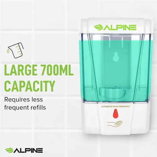 Vista 9 de Alpine Industries Alpine Industries - Desinfectante automático de manos de gel transparente de 23.7 fl oz, resistente comercial, color blanco