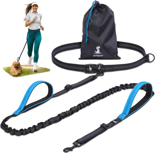 Vista 11 de SparklyPets Correa doble elástica para perro con 2 correas para perros con soporte trasero - Correa doble para perros para razas medianas y medianas
