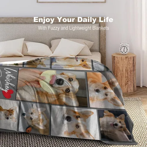 Vista 3 de Artsadd Manta conmemorativa personalizada para perros con fotos y nombre, regalos conmemorativos personalizados para la pérdida de perros y gatos