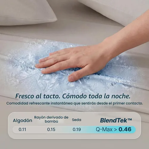 Vista 4 de Breescape BlendTek - Sábanas refrescantes tamaño individual XL - Sábanas refrescantes con tecnología Dry & Cool para personas que duermen con calor