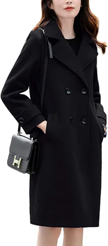 Vista 3 de chouyatou Esencial - Abrigo de lana para mujer, elegante, doble botonadura