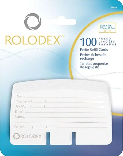 Vista 2 de Rolodex Corporation Products - Recargas de tarjetas, para archivos de tarjetas pequeñas, 2-1/4"x4", 100 tarjetas, blanco - Se vende como 1 PK - Las