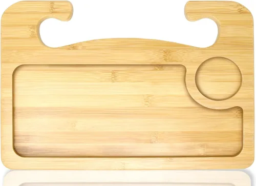 Vista 8 de EcoNour Escritorio para volante de automóvil 2 en 1 (beige) Bandeja para volante para laptop, comer, bebidas Bandeja rectangular de ABS