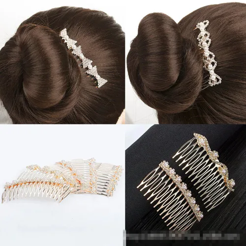 Vista 3 de Los accesorios de pelo nupcial de moda más populares Rhinestone perla aleación peine de pelo de la boda horquilla nupcial cristal horquillas