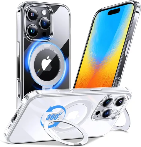 Vista 16 de Anqrp Funda transparente con función atril magnética con junta tórica para iPhone 12/12 Pro, compatible con Mag-Safe, de grado militar, reforzada