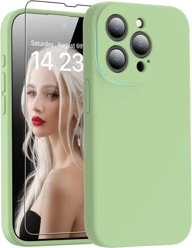 Vista 50 de DEENAKIN Funda de silicona compatible con iPhone 12 con protector de pantalla, mejora la protección de la cámara, funda protectora suave y flexible