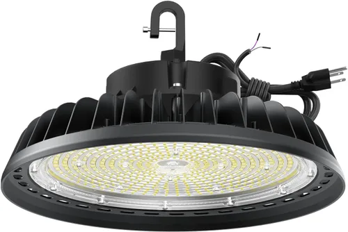 Vista 23 de UFO - Luz LED de alta bahía de 100 W, luces LED de alta bahía de 14,000LM, 0-10 V, regulable, cable de 6 pies con enchufe estadounidense, gancho