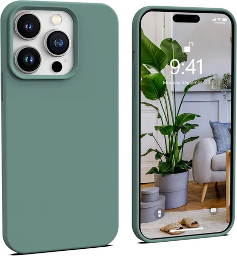 Vista 20 de IceSword Funda compatible con iPhone 14 Pro Max, color azul bebé, funda de silicona líquida, delgada, suave, antiarañazos, bonita luz azul pastel