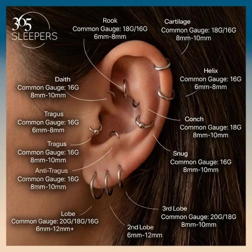 Vista 7 de 2pcs Titanium Hinged Hoops Segment Septum Nose Rings Sleeper Earrings Negro