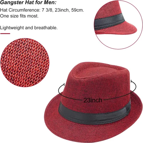 Vista 2 de Juego de accesorios de disfraz para hombre de los años 20, gran disfraz de gángster de Gatsby para hombres, disfraces de los años 20, sombrero