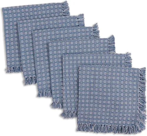 Vista 31 de Juego de 6 servilletas, verde botella tejidas con flecos, servilletas 100% algodón, tamaño 20x20 pulgadas, adecuadas para cenas formales, comidas
