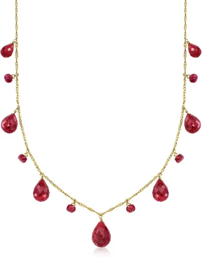 Vista 2 de Ross-Simons 33.90 ct. t.w. Ruby Drop Necklace in 14kt Yellow Gold