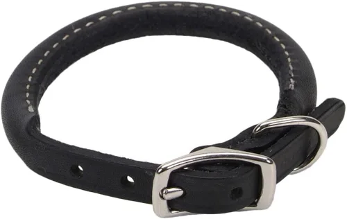 Vista 17 de Coastal Pet - Circle T - Collar redondo de cuero curtido de roble para perro, cómodo para perros con pelo largo o piel sensible, collar para Negro