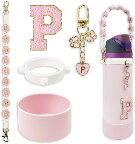 Vista 33 de SITKOL Juego de Monogramas Bonitos de Silicona Compatible con Botella de Agua Owala 24 oz, 32 oz, 40 oz - Accesorios Perfectos con la Letra Owala