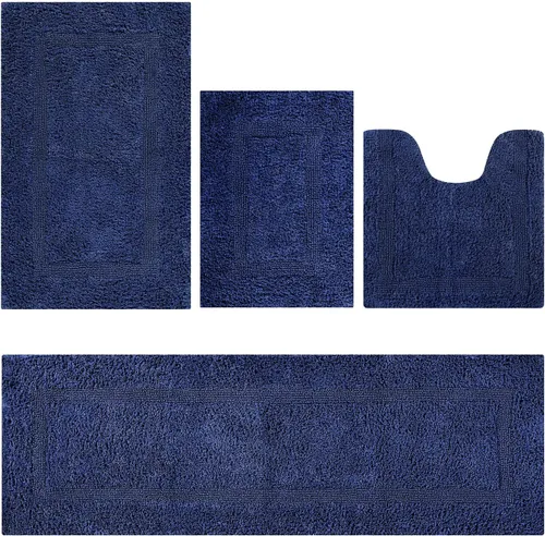 Vista 72 de Better Trends Juego de 4 alfombras de baño de lujo, 100% algodón, suaves, absorbentes de agua, reversibles, lavables a máquina, para decoración