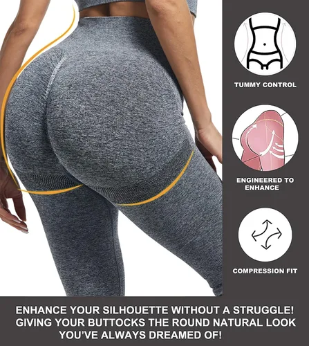 Vista 5 de CHRLEISURE - Leggings para mujer para entrenamiento con levantamiento de glúteos sin costuras para el gimnasio mallas sin costura para el trasero