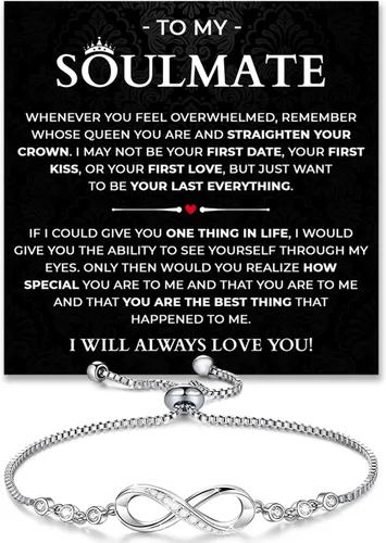 Vista 15 de Pulsera Para Mi Alma Gemela, pulsera de alma gemela para mujeres, regalo de joyería de alma gemela de novio, marido, amigo con tarjeta de mensaje
