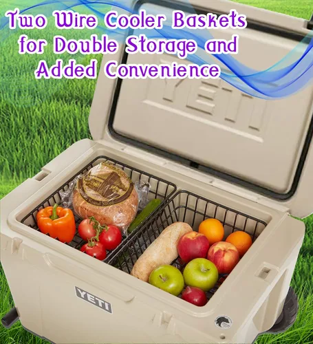 Vista 2 de Paquete de 2 cestas enfriadoras para YETI Tundra Haul, estante doble para doble almacenamiento, cesta de productos secos para enfriadores con ruedas
